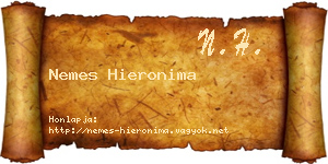 Nemes Hieronima névjegykártya